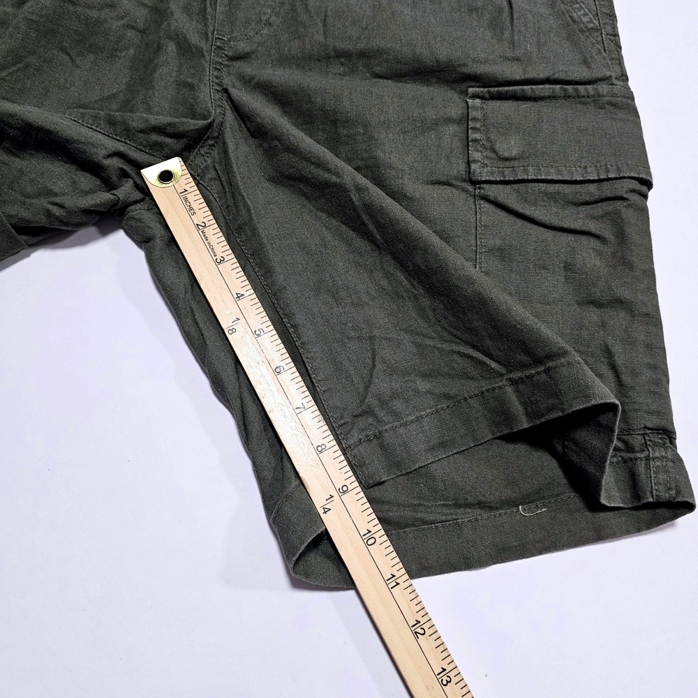 HM LOGG Mens Olive Green Linen Cotton Blend Cargo Shorts Size L Drawstring - Picture 8 of 9